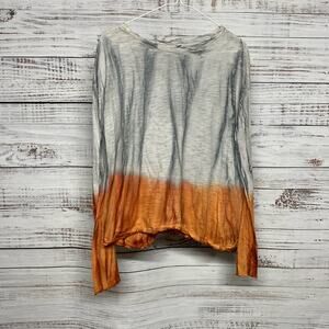 Gilda Midani Color Dipped Top Small Gray Orange